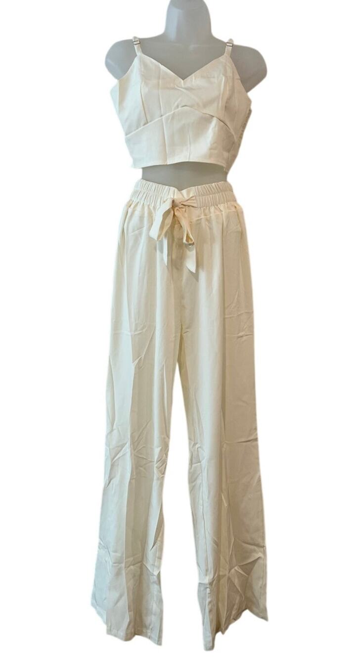 Two Piece Wide Leg Medium Jumpsuit Women's White Brand New